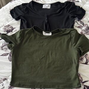 Lot Sadie & Sage Crop Tops Olive XS/Black Small Made in USA